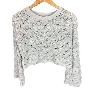 Miami Cream Crop sweater with Intricate Knit Design